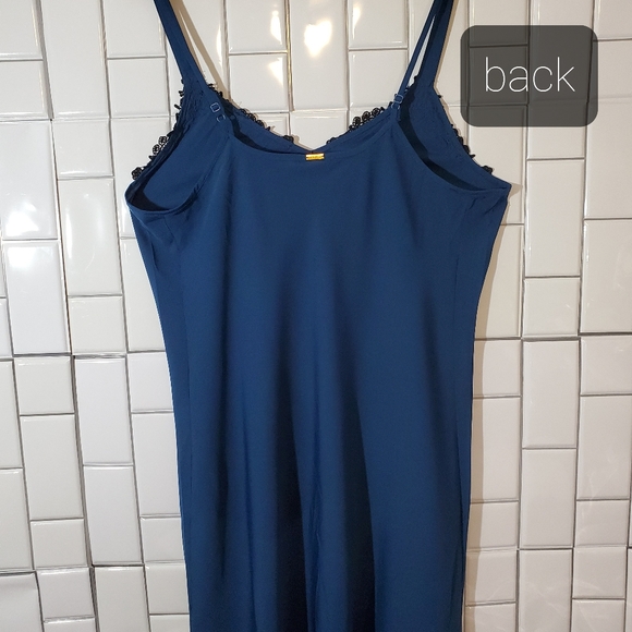 TAHARI Dark Teal Slip/Night Dress with Black Embro - Picture 5 of 7